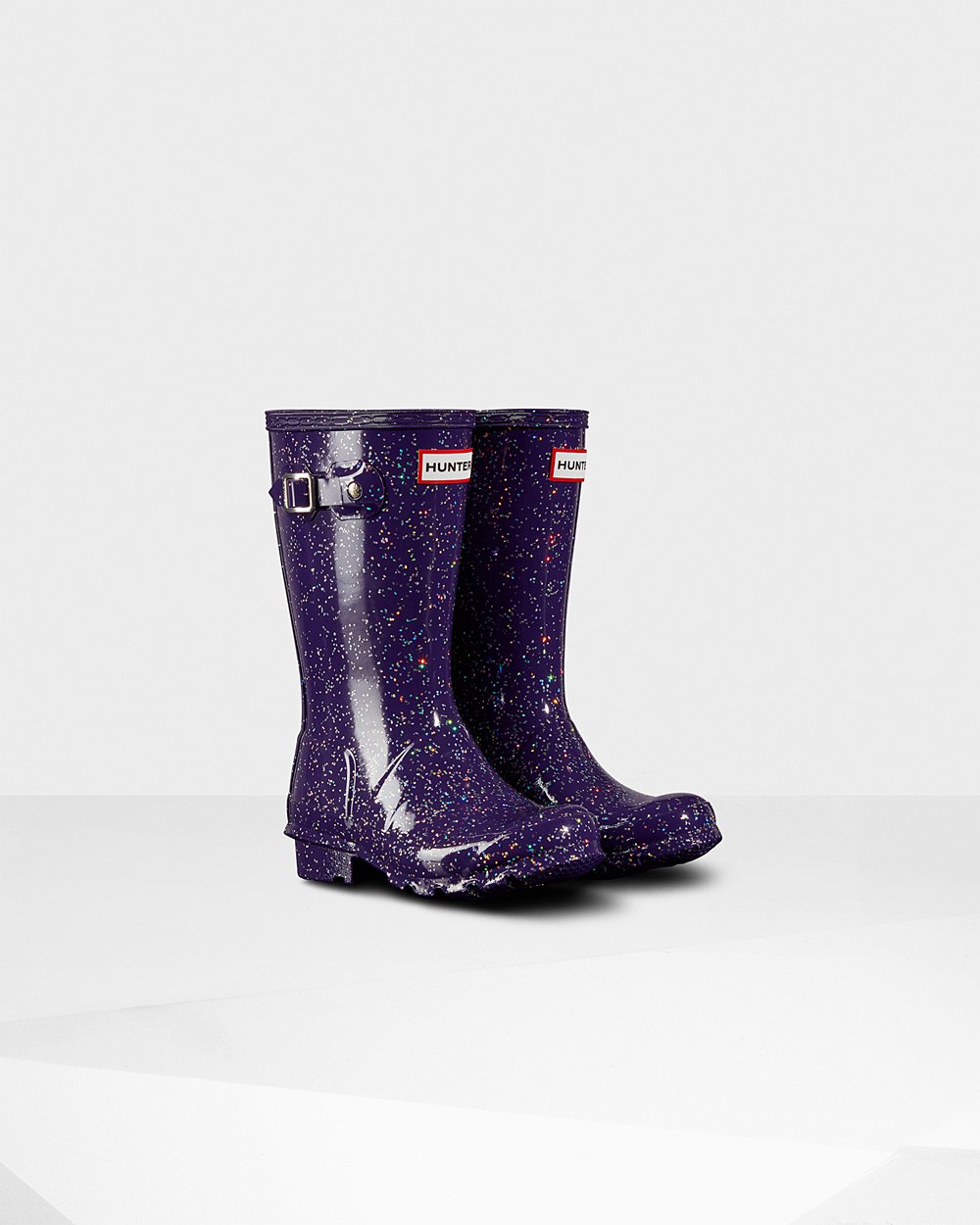 Kids Hunter Original Big Giant Glitter | Rain Boots Blue Purple | NZ-62897-TAPS